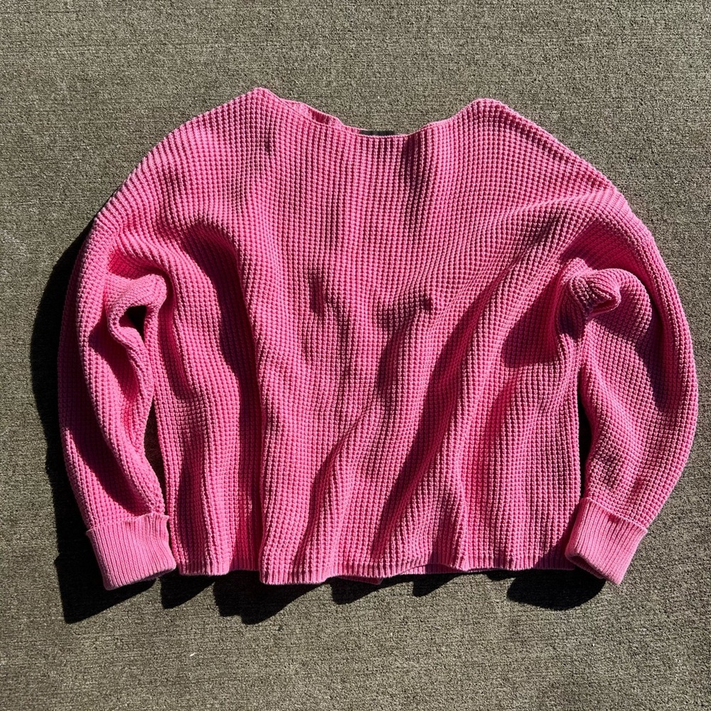 NWOT FRENCH CONNECTION - MILLIE MOZART WAFFLE KNIT SWEATER PINK Size Small
